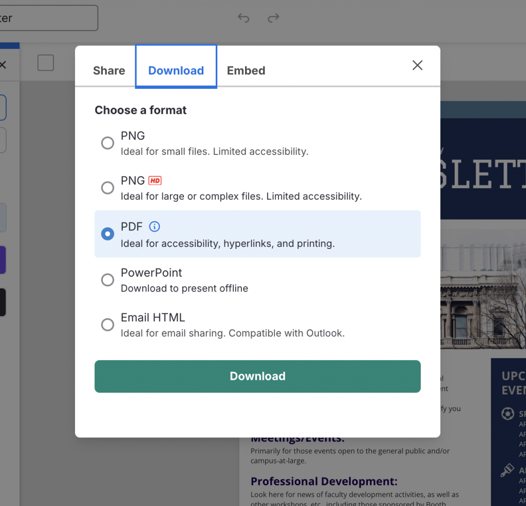 Download or share designs from Venngage